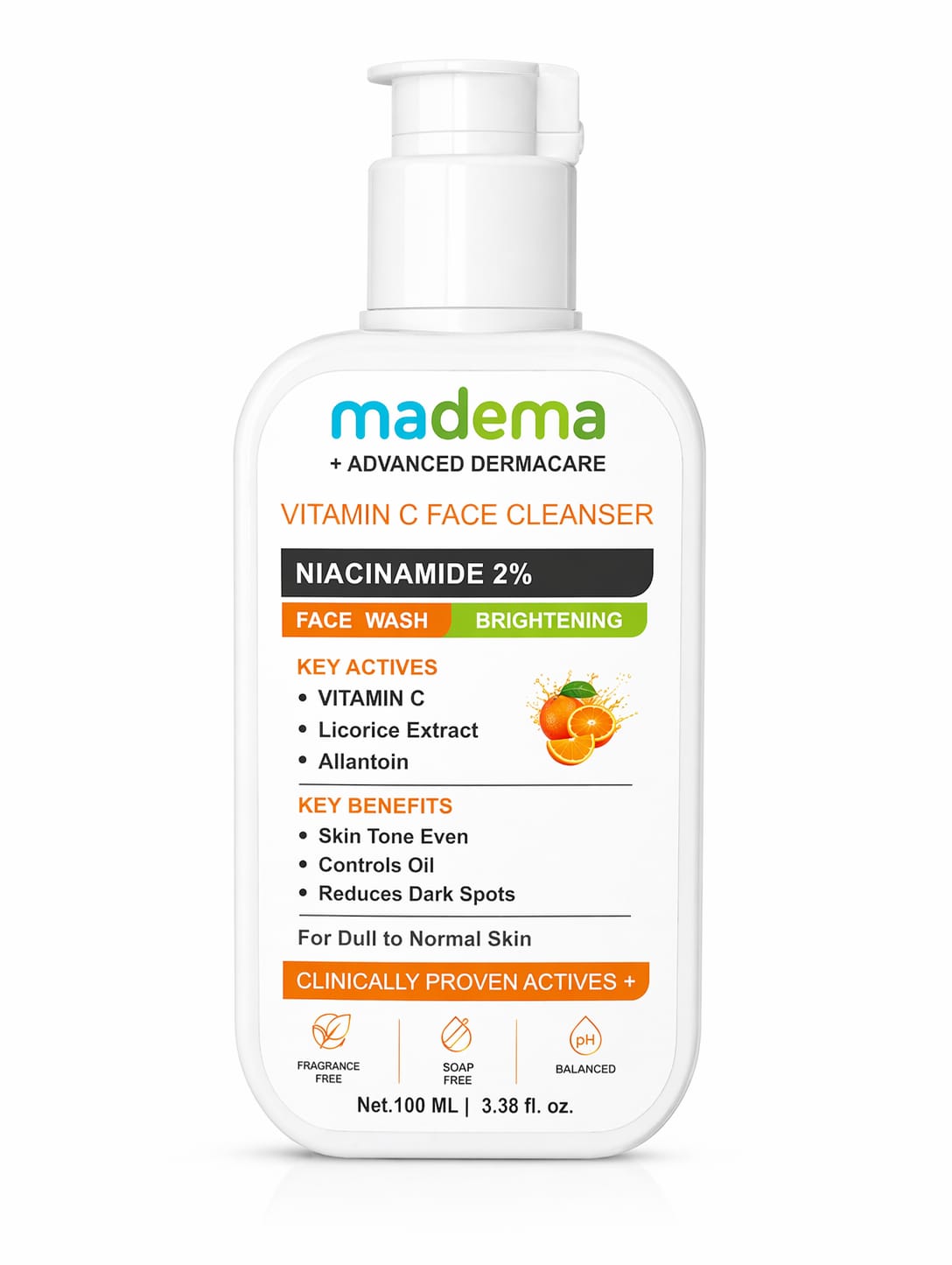Madema Vitamin C Face Cleanser – Brightening Face Wash with Niacinamide 2%