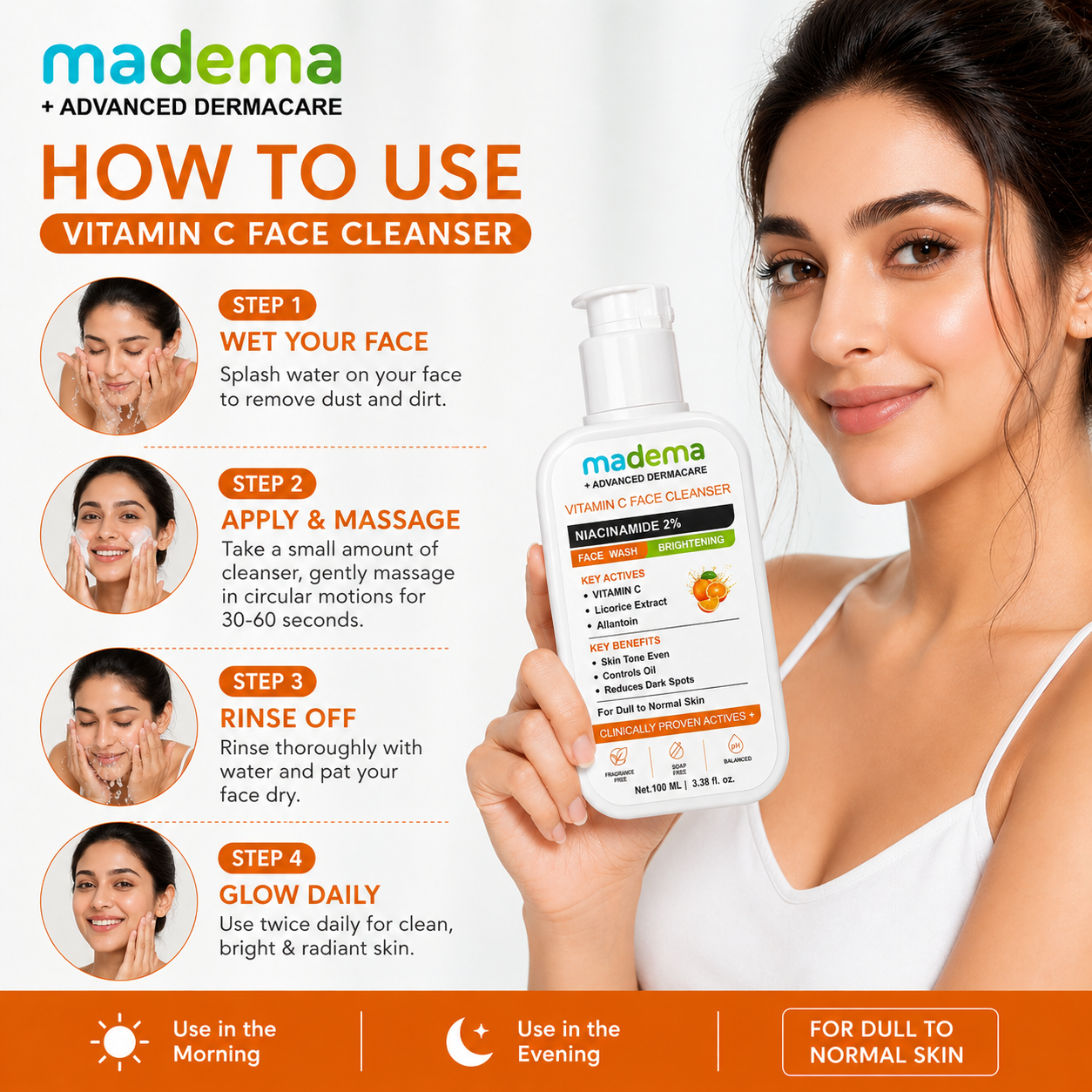 Madema Vitamin C Face Cleanser – Brightening Face Wash with Niacinamide 2% - Image 3