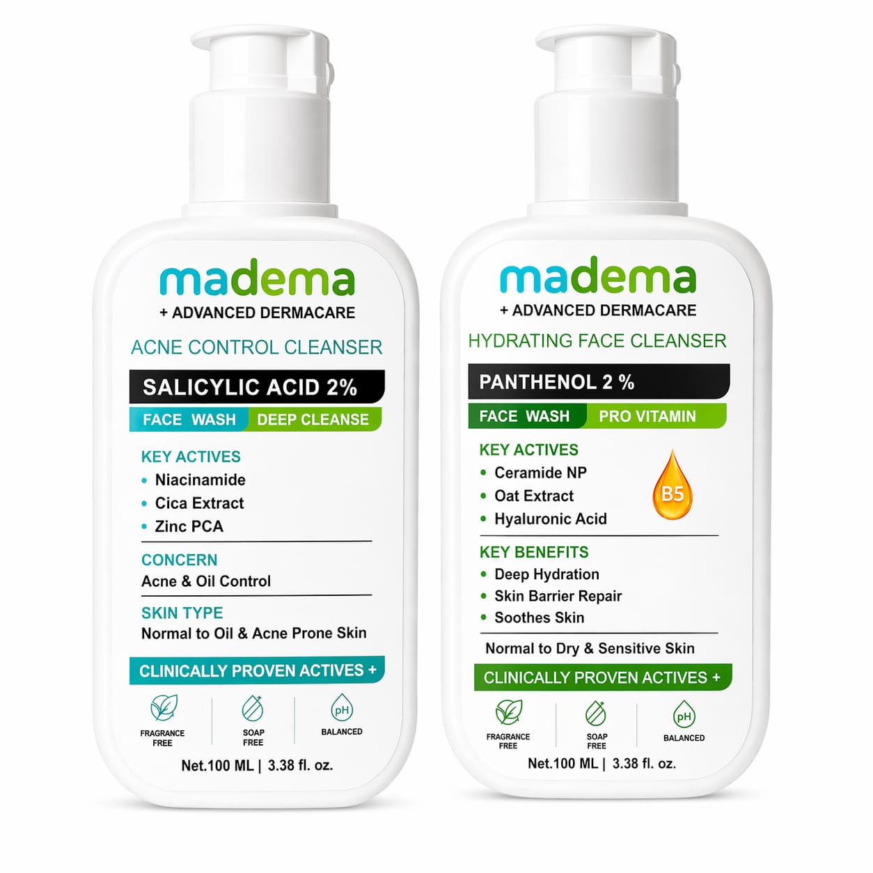 Madema Face Cleanser Range – Targeted Daily Cleansing for Every Skin Need | Duo
